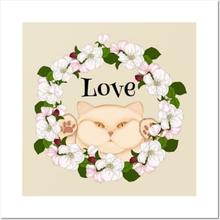 Cute cat lover in flowers. Love. Posters and Art